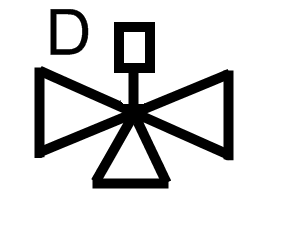 Diverting 3 way valve symbol