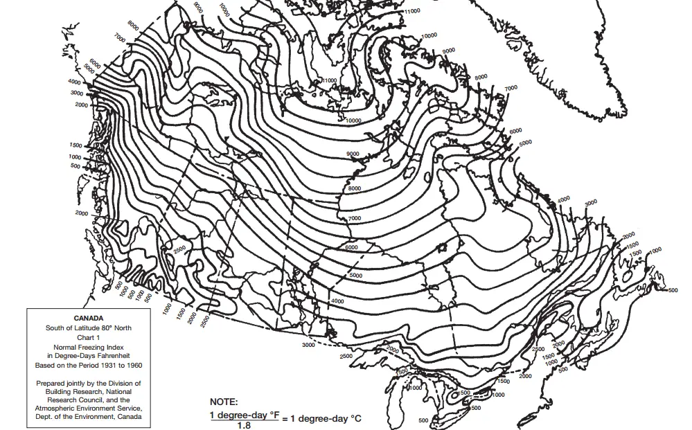 Frost Line Depth Chart